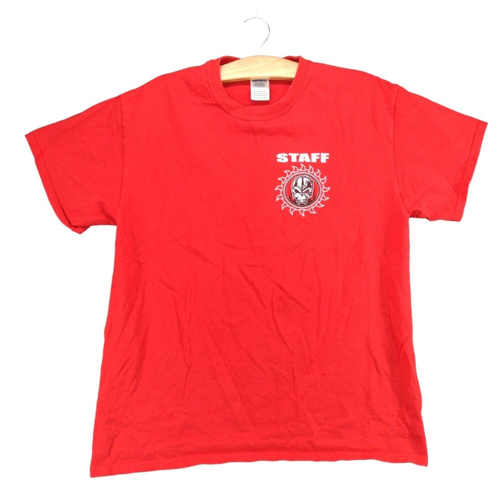 Adepticon Convention Staff T Shirt Men Size L Red Skull Wargaming 40K Mechanicus